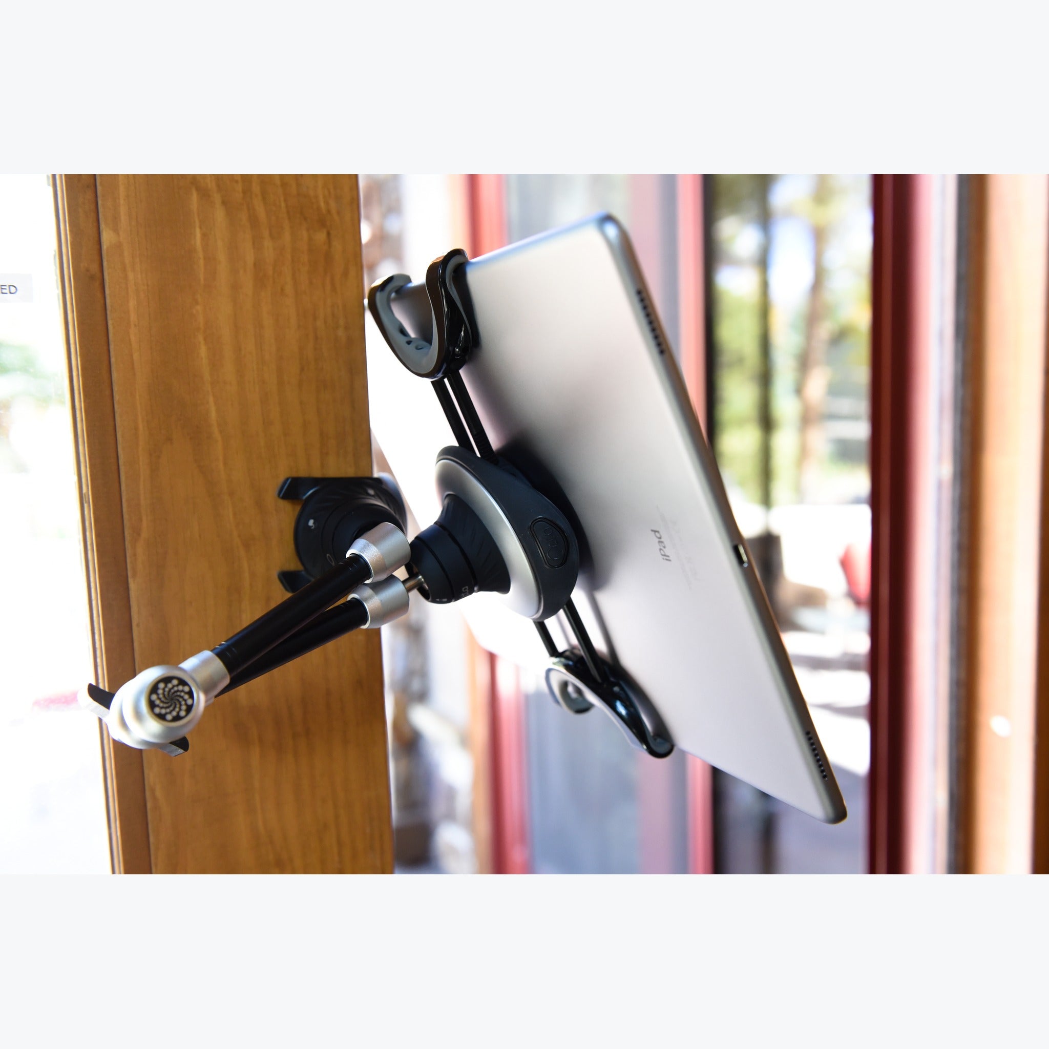 Lynx 360 articulating tablet mount attached with clamp