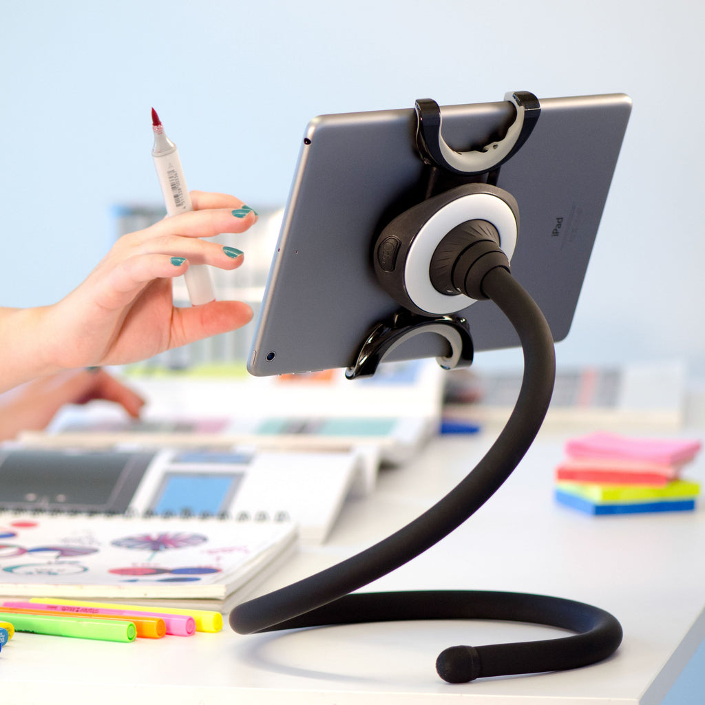 Spider Monkey hands-free tablet stand on a desk